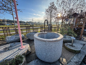 Steinbrunnen im Garten