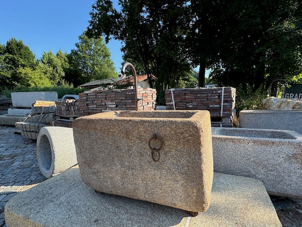 Gartenbrunnen Granit rechteckig Rost Optik