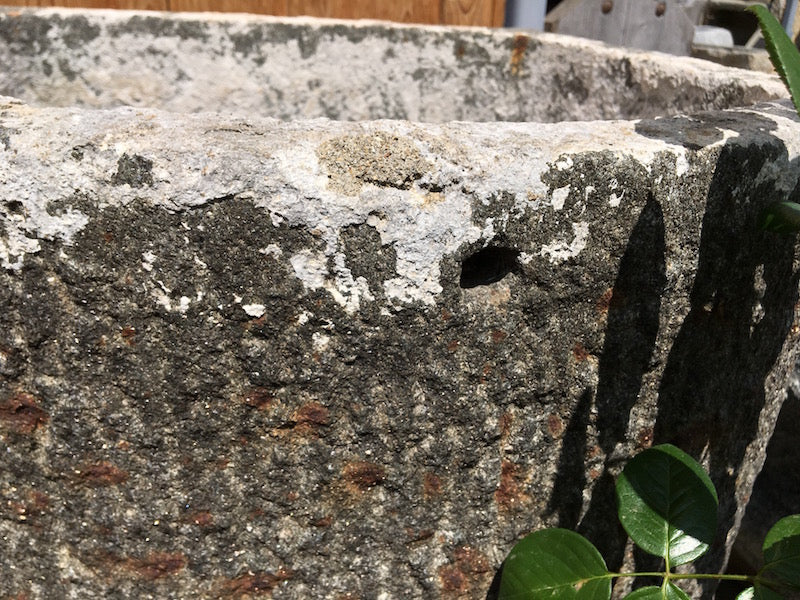 Diorit Steintrog mit Kalkablagerungen